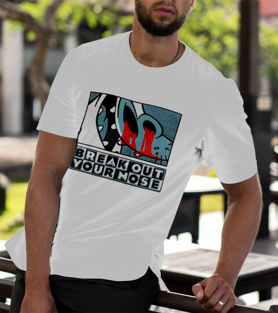 Break Out Your Nose Comic Style Cartoon With Red Accent T-Shirt