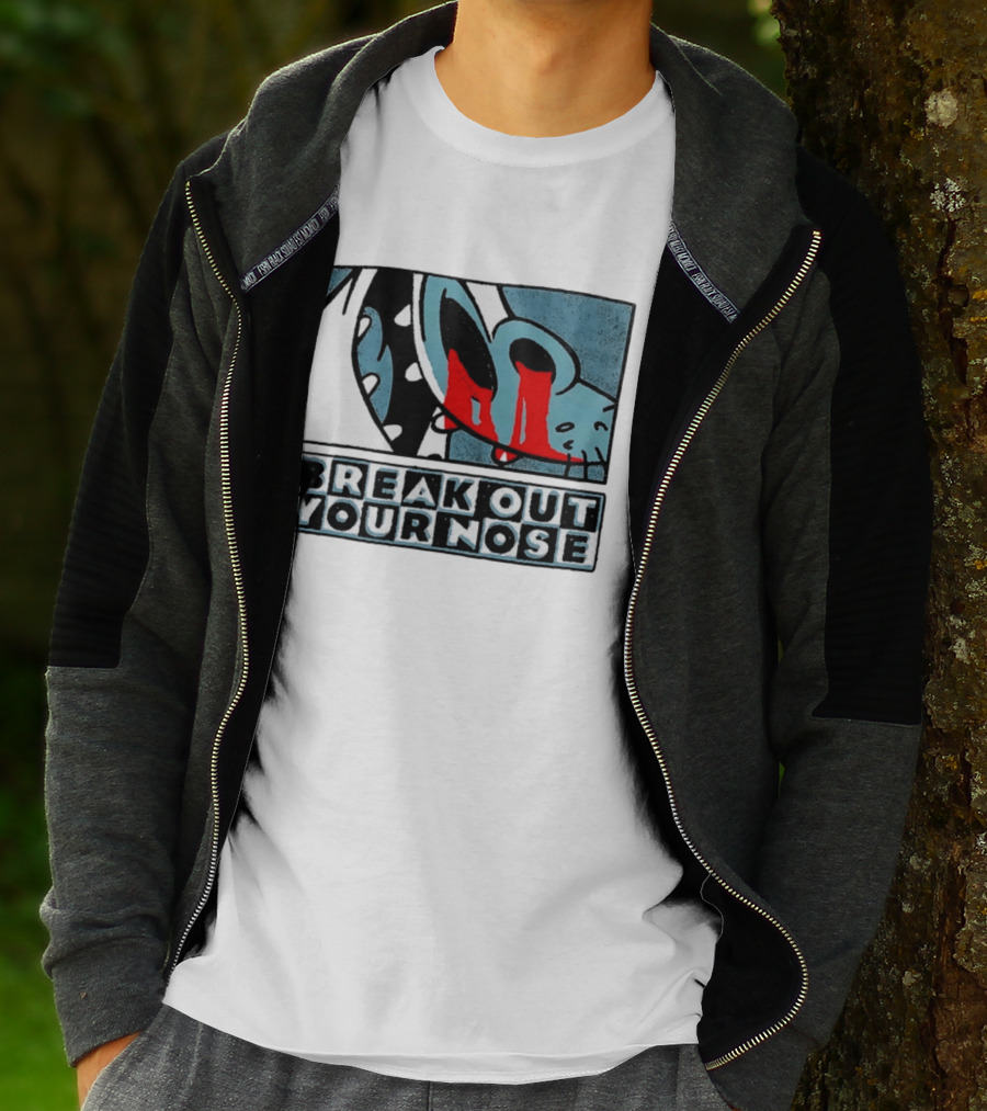 Break Out Your Nose Comic Style Cartoon With Red Accent T-Shirt