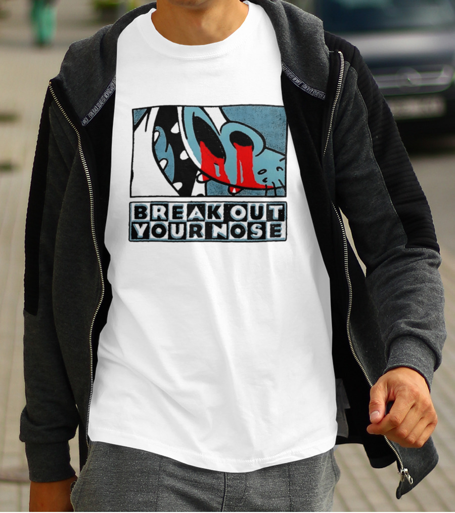 Break Out Your Nose Comic Style Cartoon With Red Accent T-Shirt
