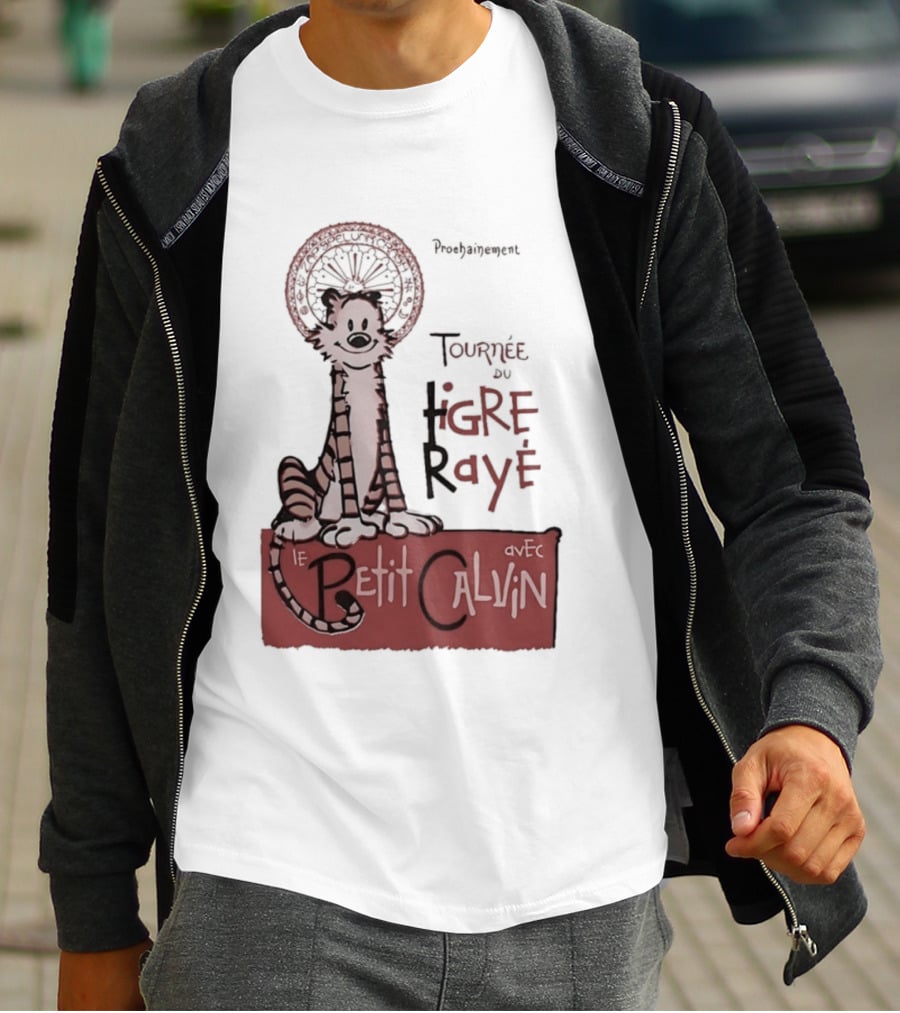 Tournée Du Tigre Raye Le Petit Calvin Avec Hobbes T-Shirt