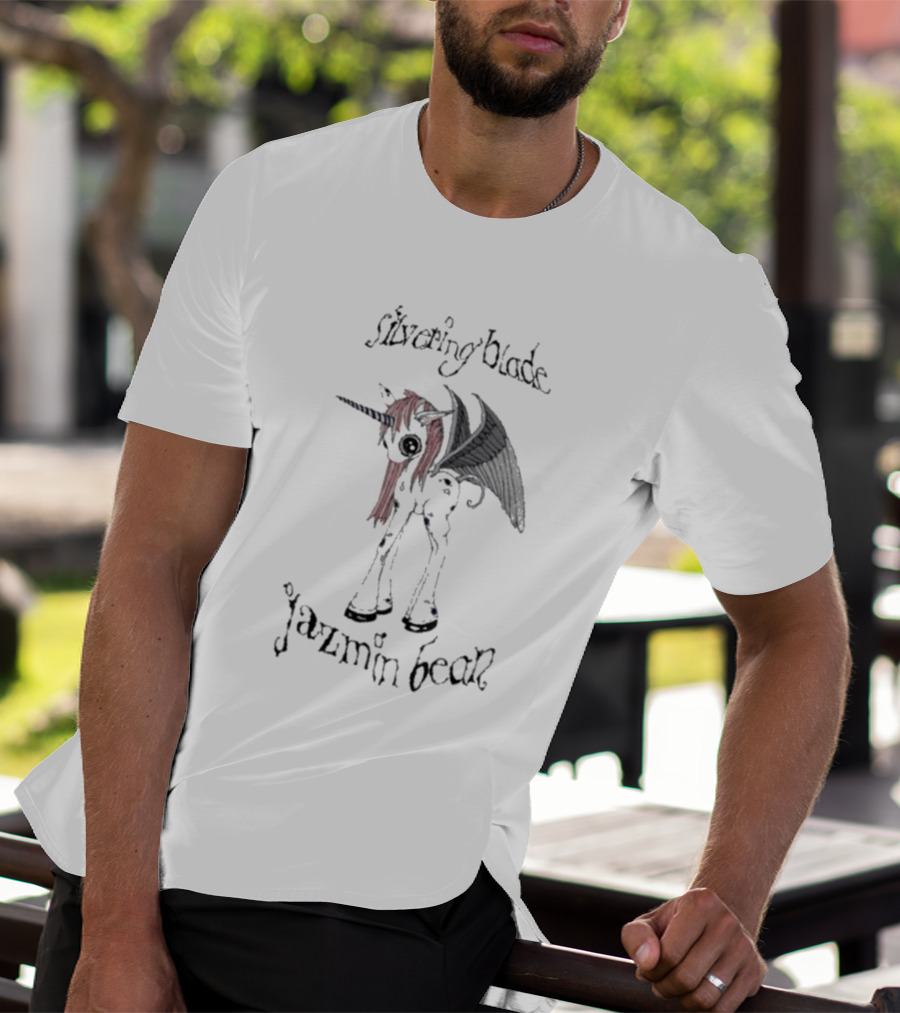 Jazmin Bean Silvering Blade Unicorn With Wings T-Shirt