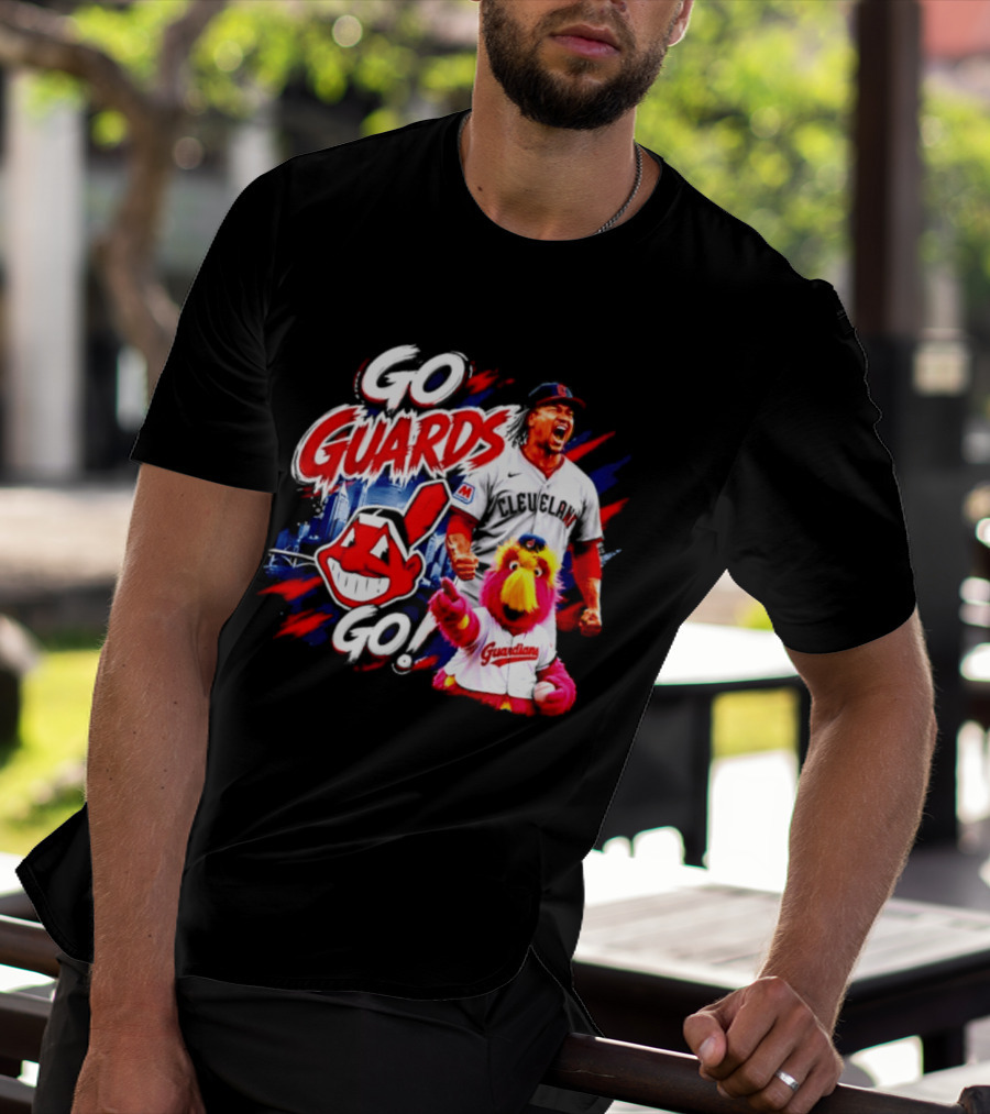 Jose Ramirez Cleveland Guardians Go Guards Go City Skyline Baseball Cheers T-Shirt
