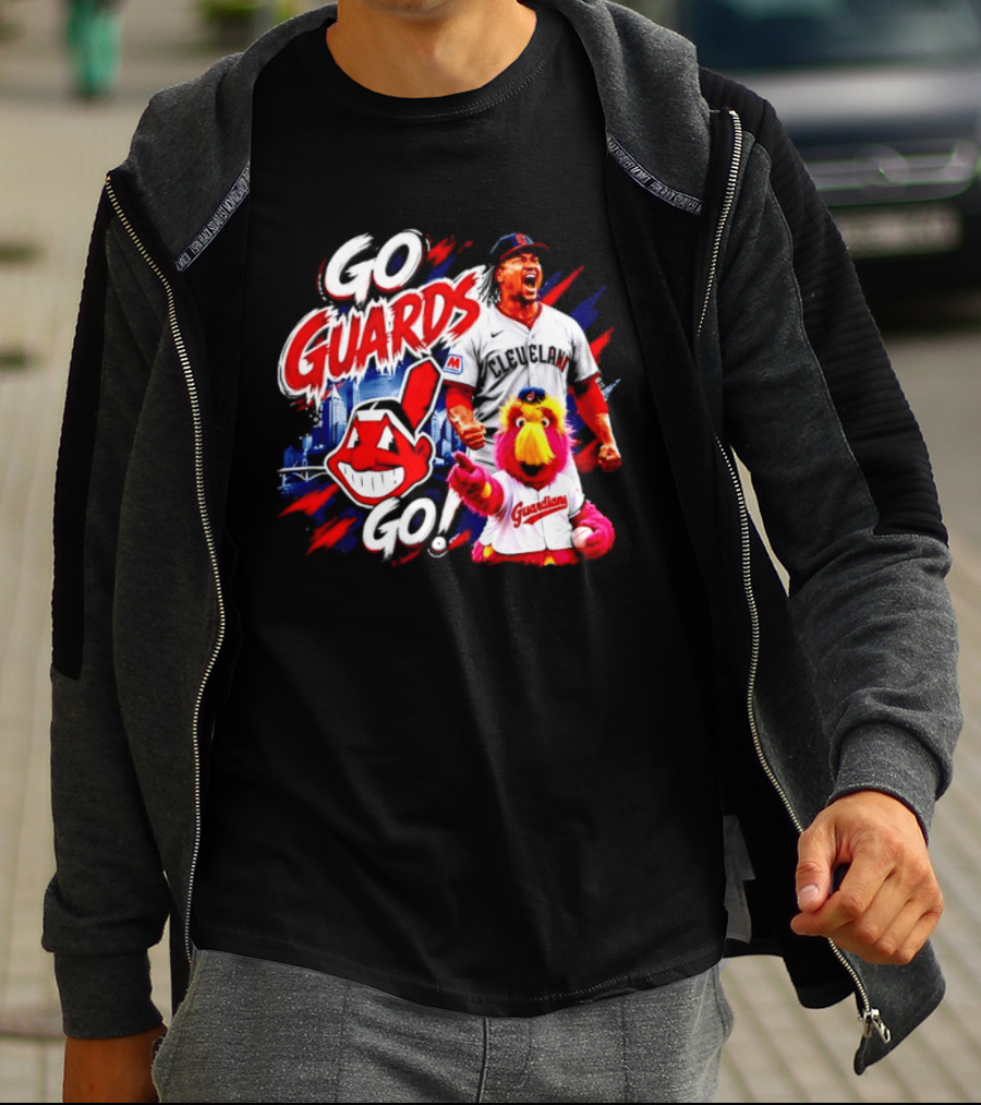 Jose Ramirez Cleveland Guardians Go Guards Go City Skyline Baseball Cheers T-Shirt