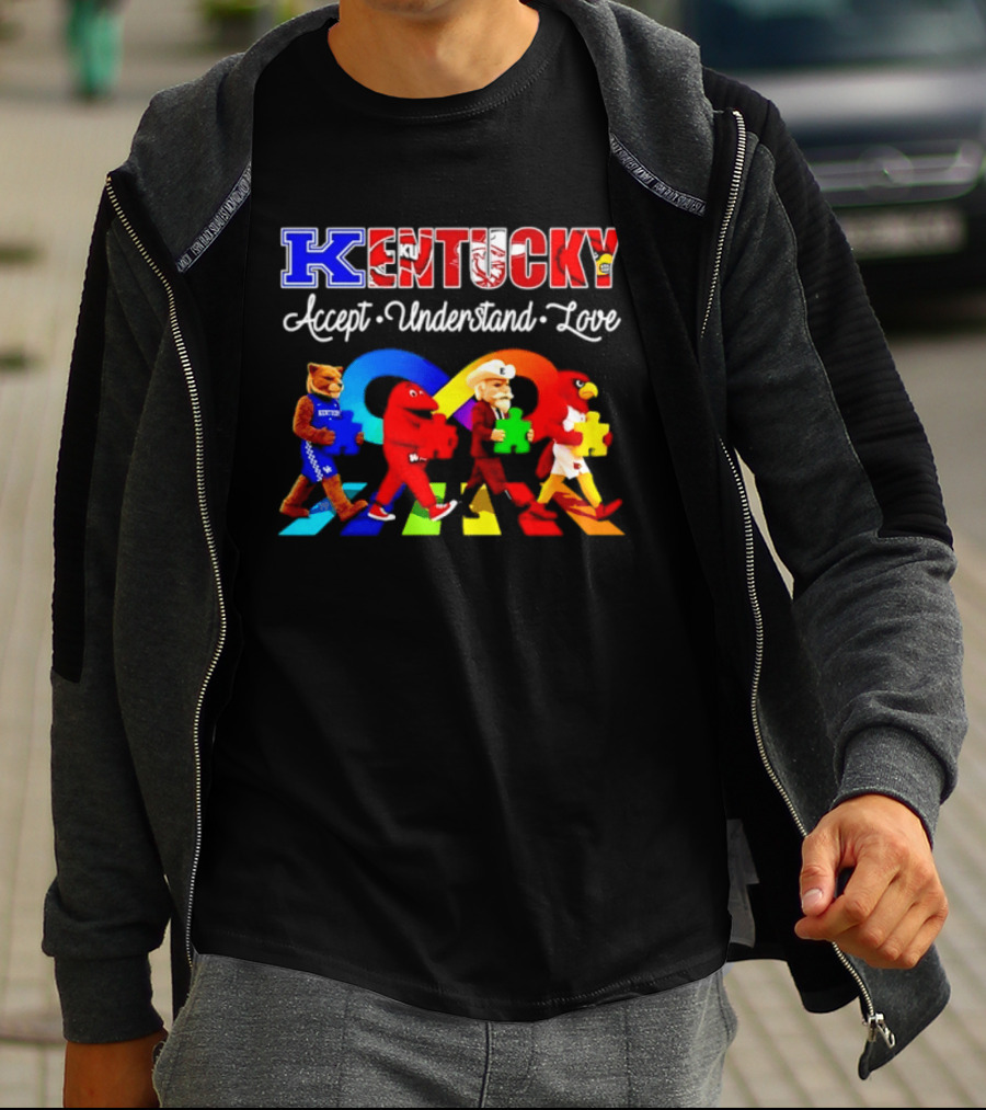 Kentucky Accept Understand Love Louisville Cardinals Puzzle Piece Parade T-Shirt