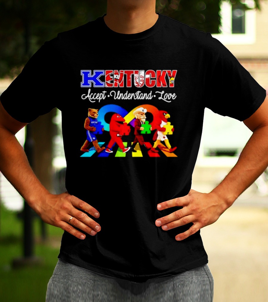 Kentucky Accept Understand Love Louisville Cardinals Puzzle Piece Parade T-Shirt