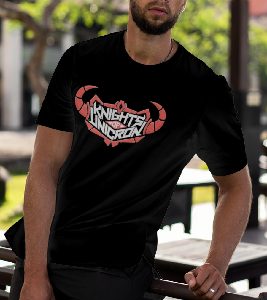 Knights Of Unicron Red Horned Icon With Stylized Text And Horns T-Shirt