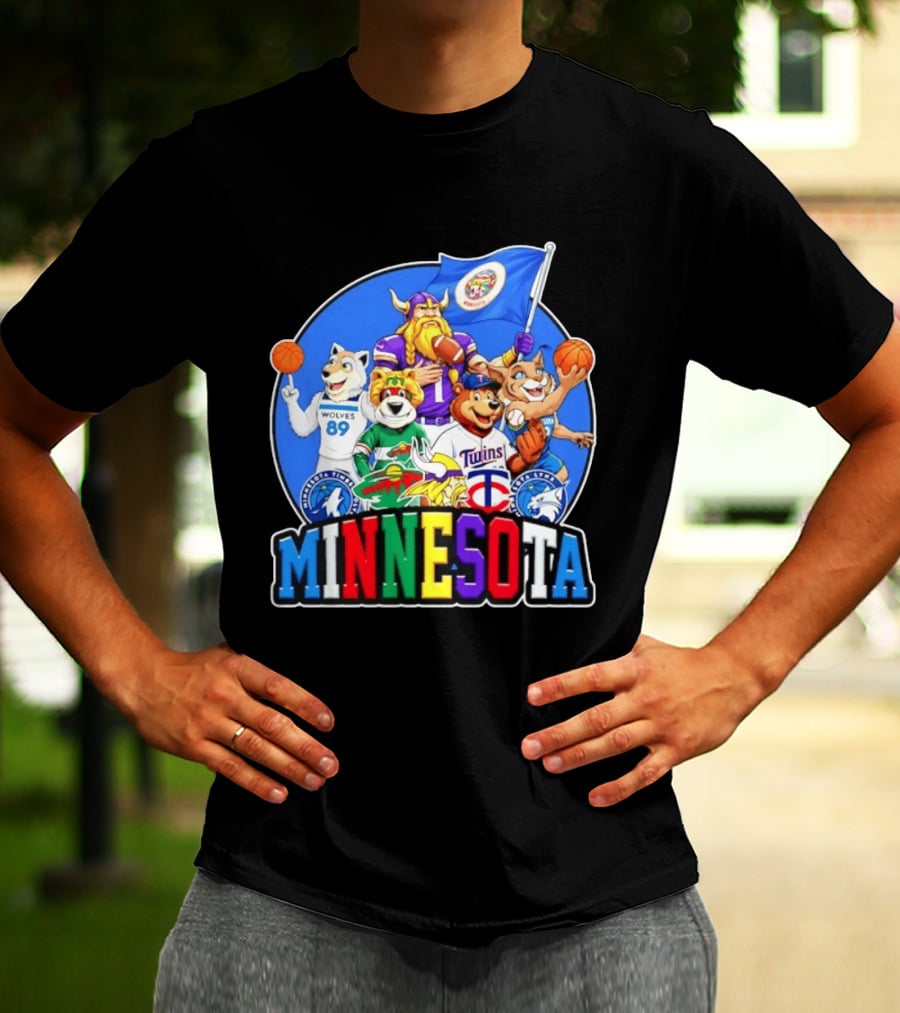 Minnesota Vikings Timberwolves Wild Twins Lynx Mascots And Logos Collection T-Shirt