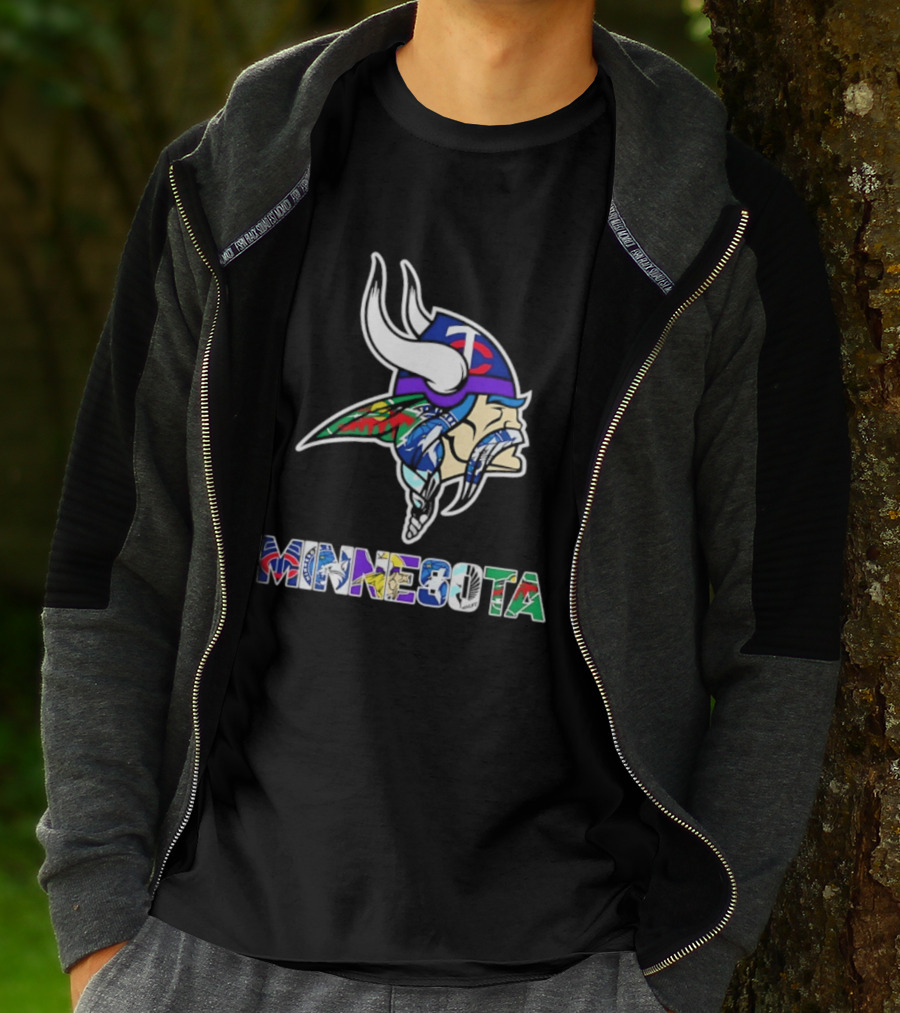Minnesota Vikings Twins Wild Timberwolves United Team Fans Mashup T-Shirt