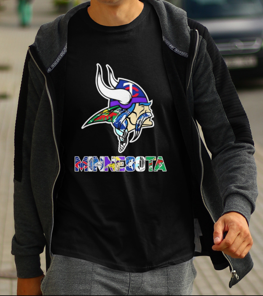 Minnesota Vikings Twins Wild Timberwolves United Team Fans Mashup T-Shirt