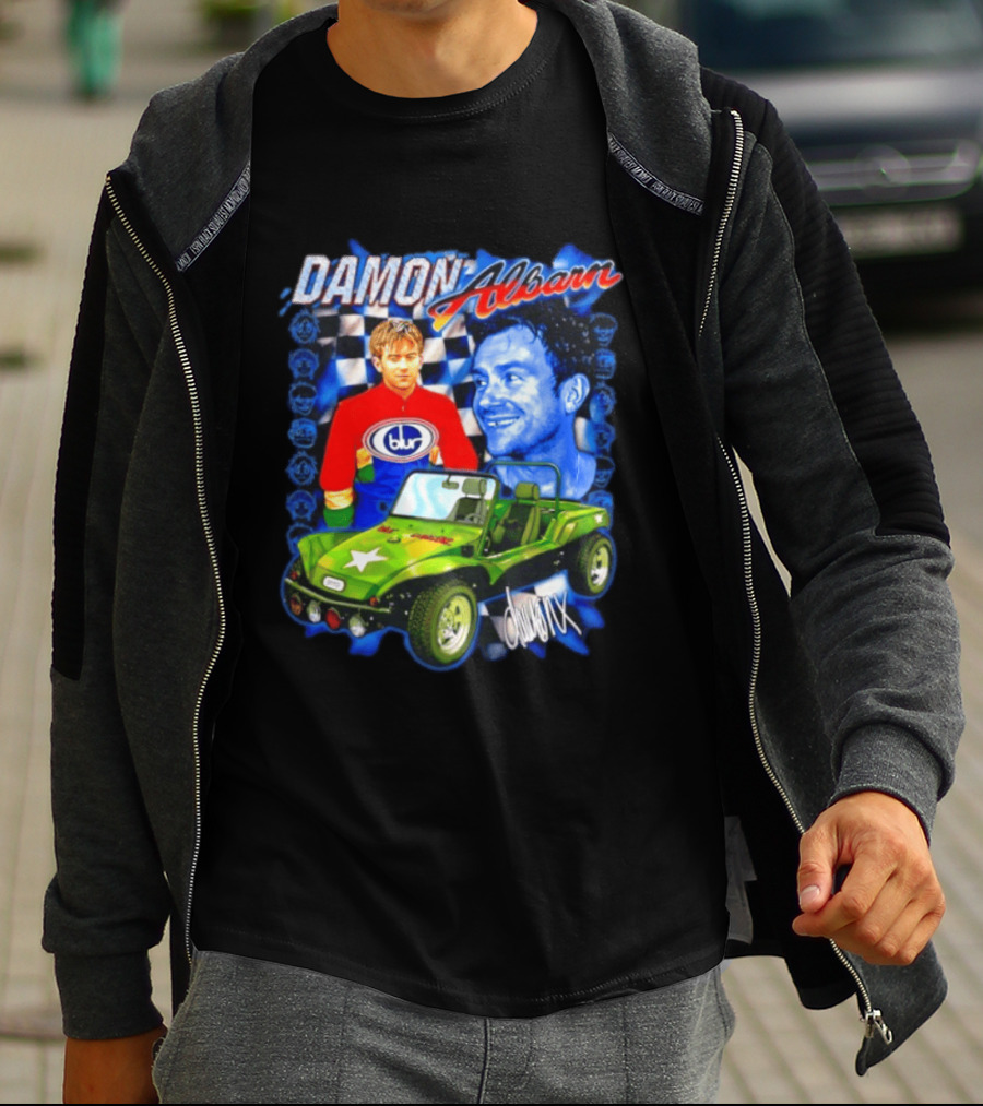 Damon Albarn Blur Gorillaz Geep Britpop Star Damon Albarn Imagery Checkerboard T-Shirt
