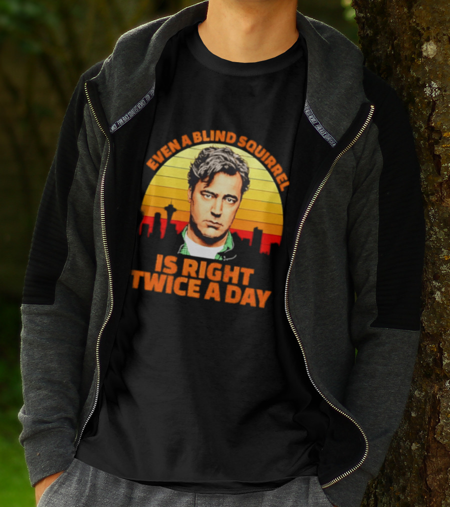 Even A Blind Squirrel Is Right Twice A Day Retro Seattle Skyline T-Shirt