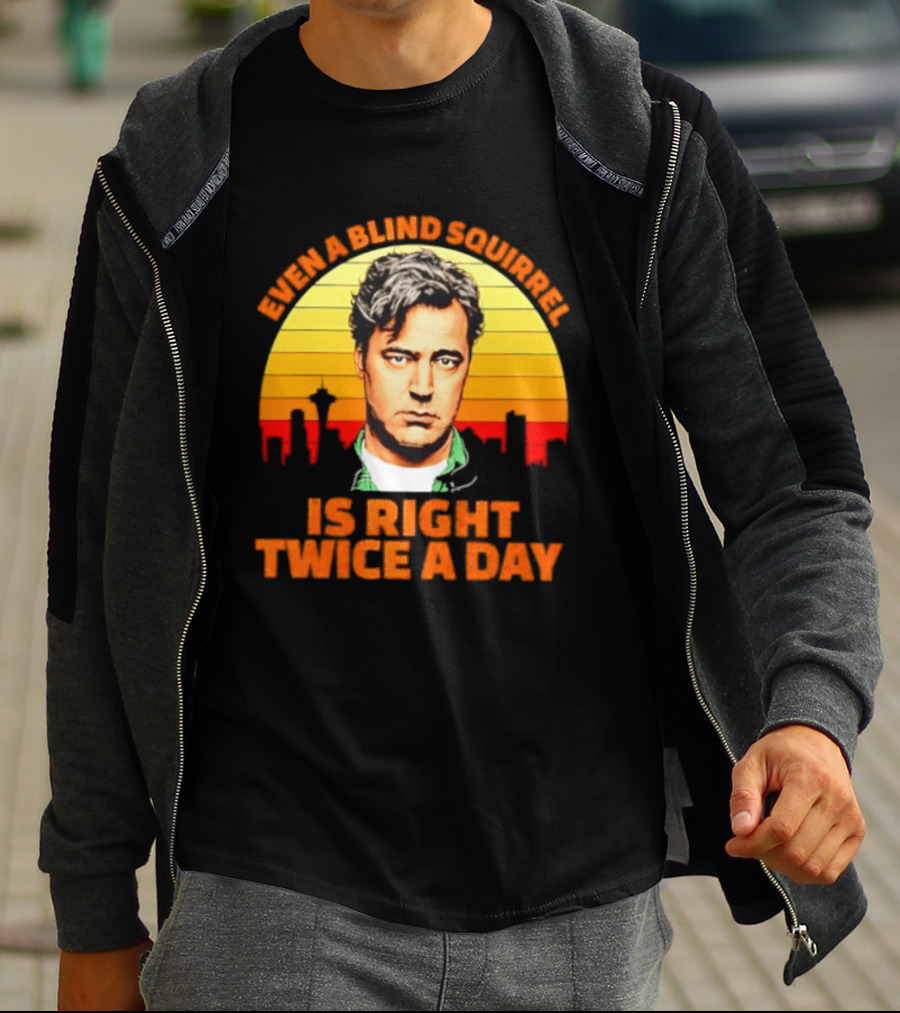 Even A Blind Squirrel Is Right Twice A Day Retro Seattle Skyline T-Shirt