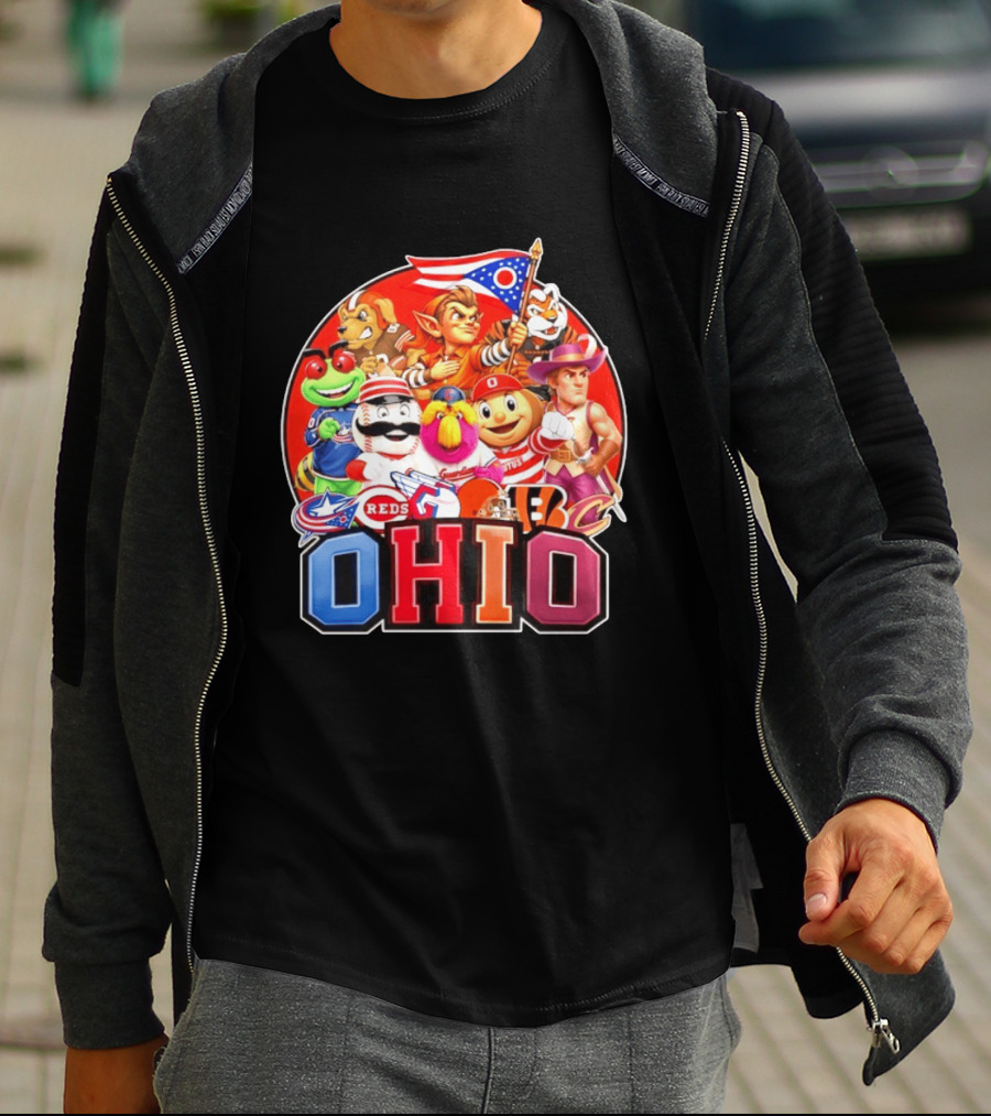 Ohio Sports Teams Mascots Cleveland Guardians Reds Bengals Browns Buckeyes Reds Crew Indians Fan T-Shirt