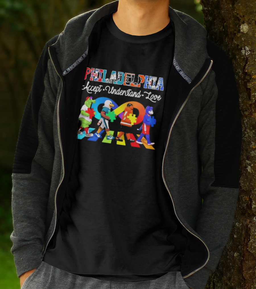 Philadelphia Mascots Accept Understand Love Puzzle Parade T-Shirt