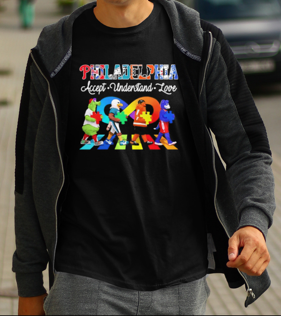 Philadelphia Mascots Accept Understand Love Puzzle Parade T-Shirt