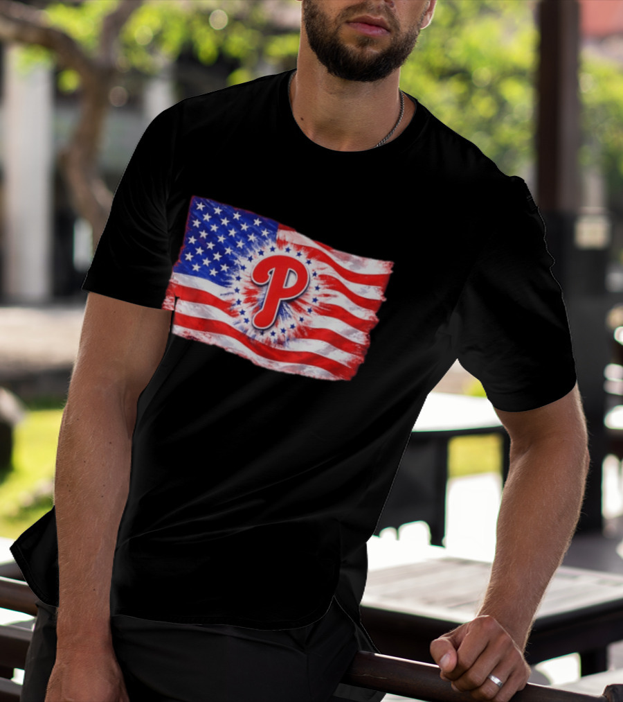 Phillies Patriotic American Flag Philadelphia Baseball 250th Anniversary Independence Day T-Shirt