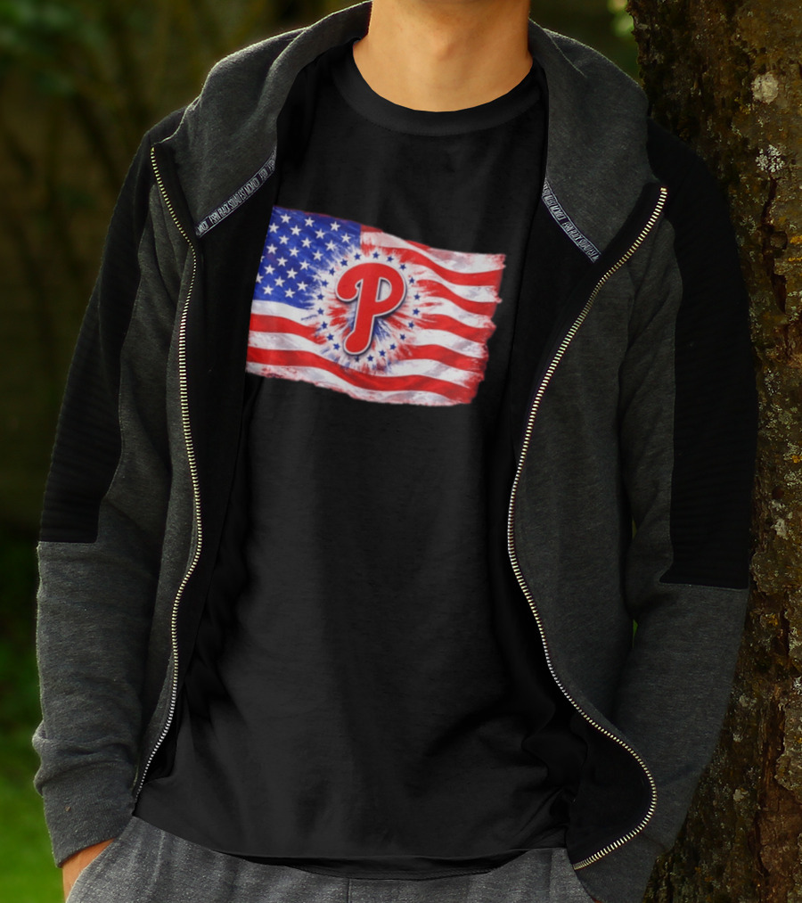 Phillies Patriotic American Flag Philadelphia Baseball 250th Anniversary Independence Day T-Shirt