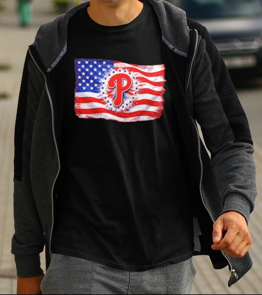 Phillies Patriotic American Flag Philadelphia Baseball 250th Anniversary Independence Day T-Shirt