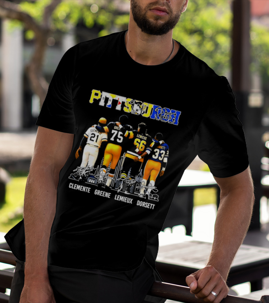 Pittsburgh Sports Legends Clemente Greene Lemieux Dorsett T-Shirt