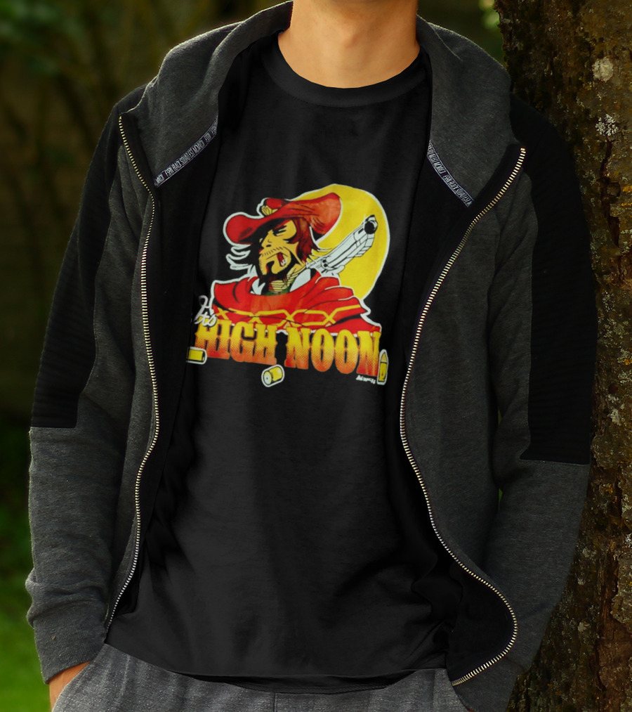 It's High Noon Cowboy With Red Cape And Pistol In Front Of Yellow Sun T-Shirt