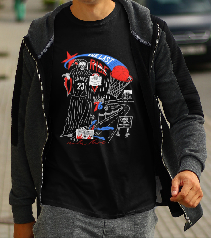 James 23 Finish The Process One Last Ride Reaper Philly Basketball Journey T-Shirt