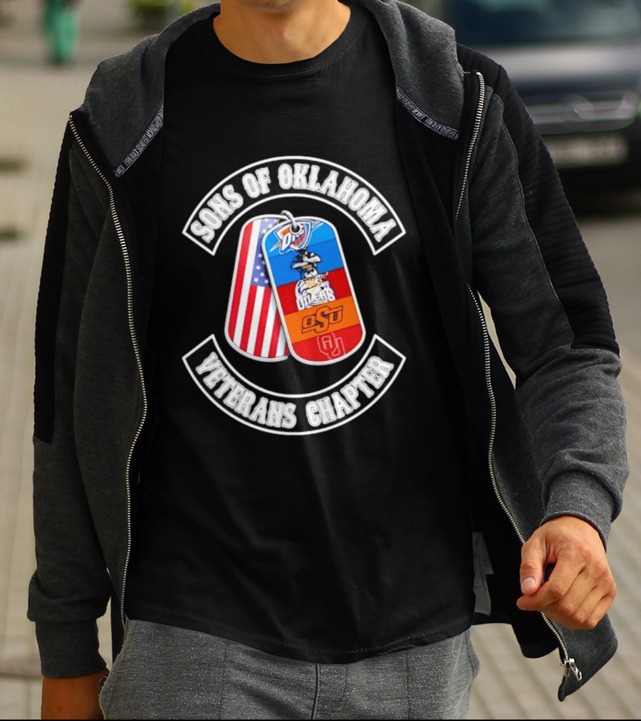 Sons Of Oklahoma Veterans Chapter OKC Thunder Tulsa Oilers American Flag Oklahoman Pride T-Shirt