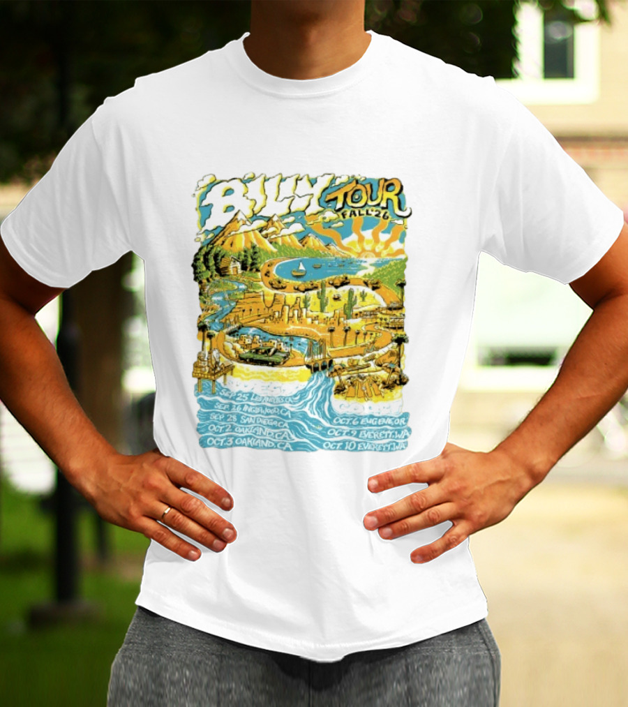 Billy Tour Fall '26 West Coast Concert Dates San Diego Oakland Eugene Everett T-Shirt