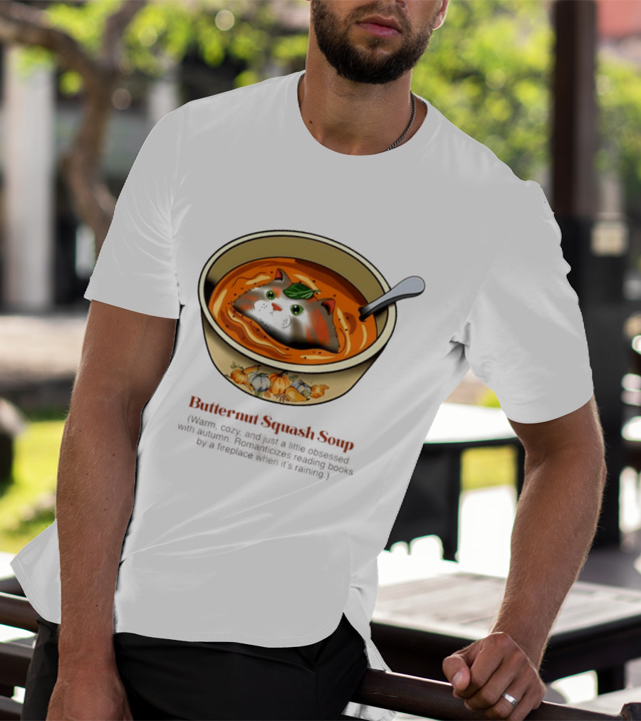 Butternut Squash Soup Cat Floating Whiskers Bowl T-Shirt