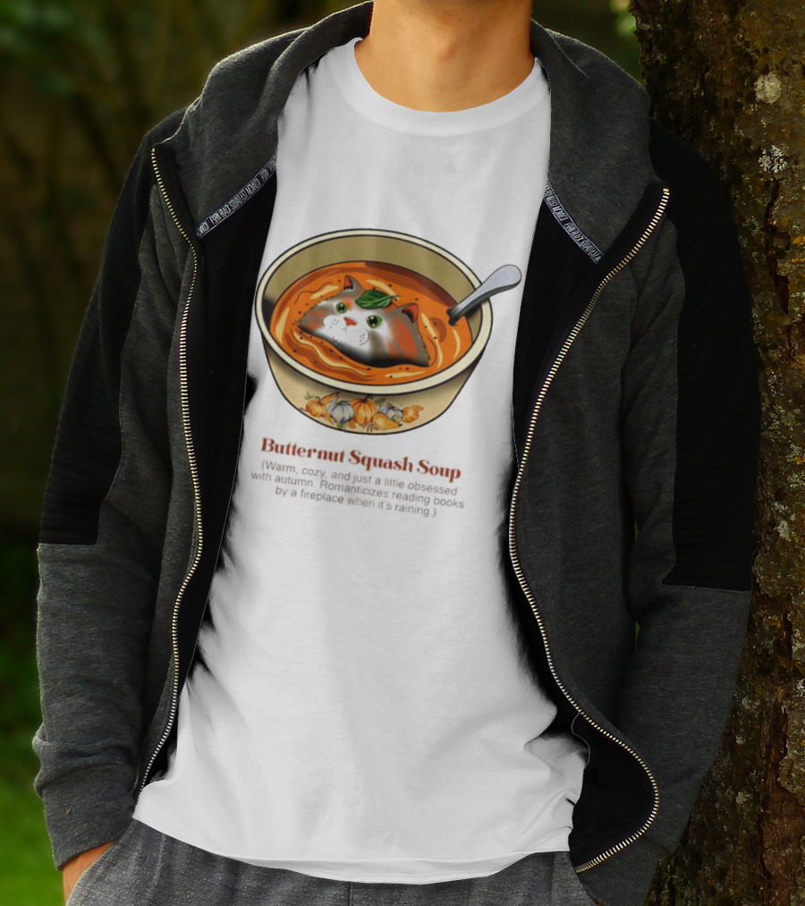 Butternut Squash Soup Cat Floating Whiskers Bowl T-Shirt