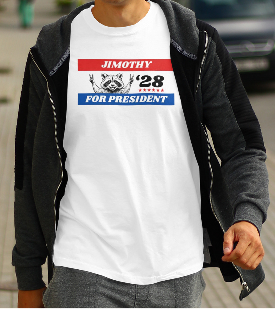 Jimothy Raccoon For President '28 Peace Victory Stars T-Shirt