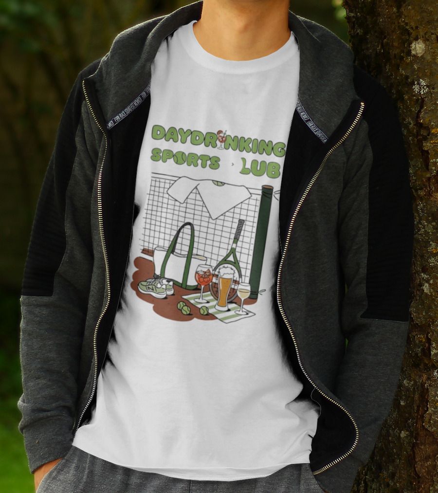 Daydrinking Sports Club Tennis Gear And Cocktails T-Shirt