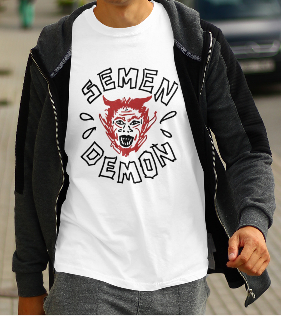 Semen Demon Devil Satanic Humor Red Demon Face T-Shirt