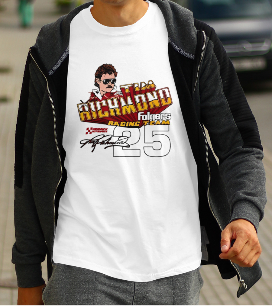 Tim Richmond Folgers Racing Team 25 Hendrick Motorsports Signed Memorabilia T-Shirt
