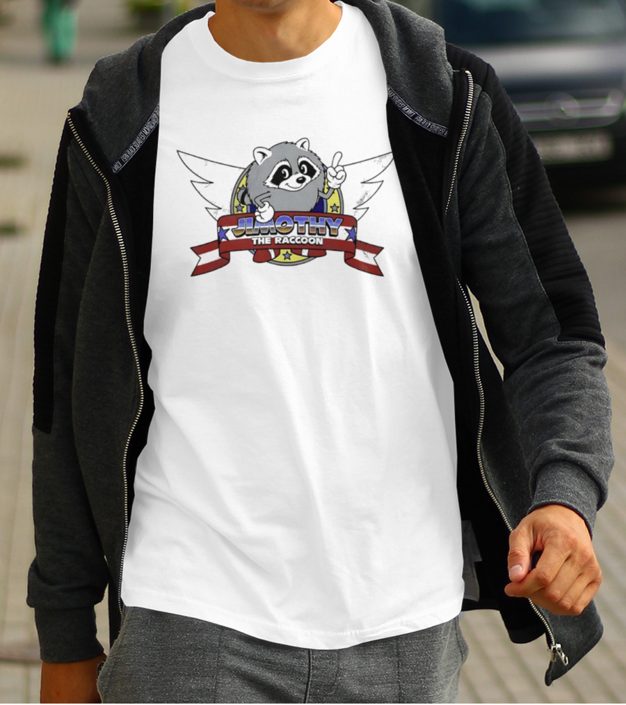 Jimothy The Raccoon Winged Star Banner Cartoon T-Shirt