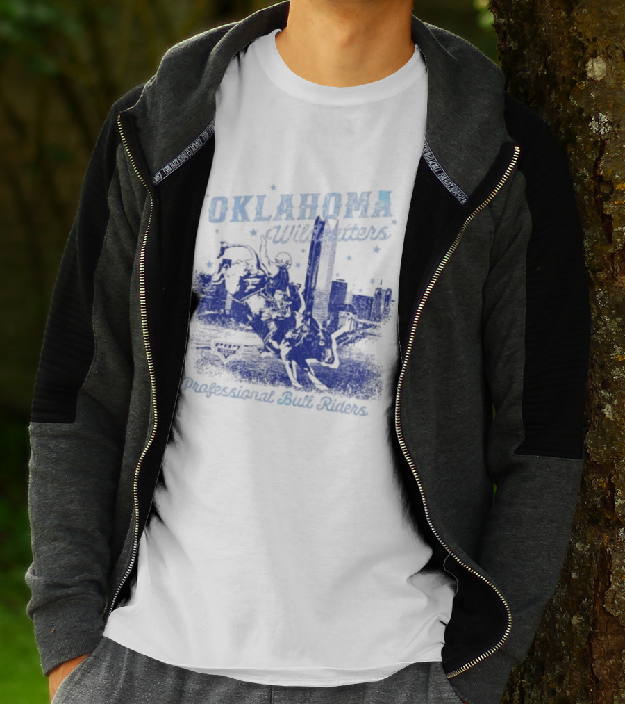 Oklahoma Wildcatters Professional Bull Riders Cowboy City Skyline T-Shirt