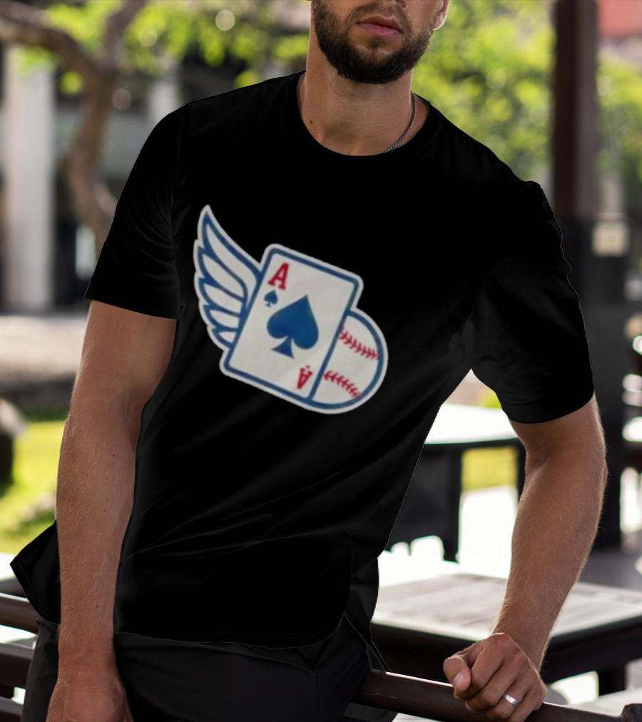 Ace Of Spades Baseball Winged Playing Card T-Shirt