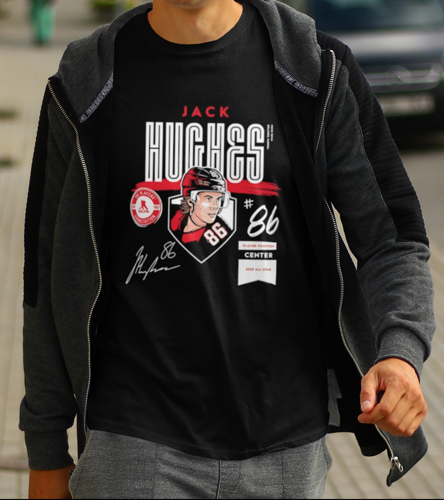 Jack Hughes 86 New Jersey Devils NHL Players Association Center 2026 All Star T-Shirt