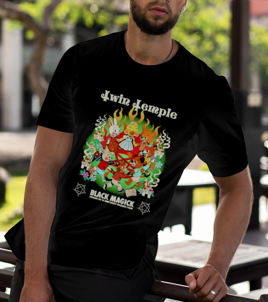 Twin Temple Black Magick Won't Somebody Please Think Of The Children Iconic Pentagram And Occult T-Shirt