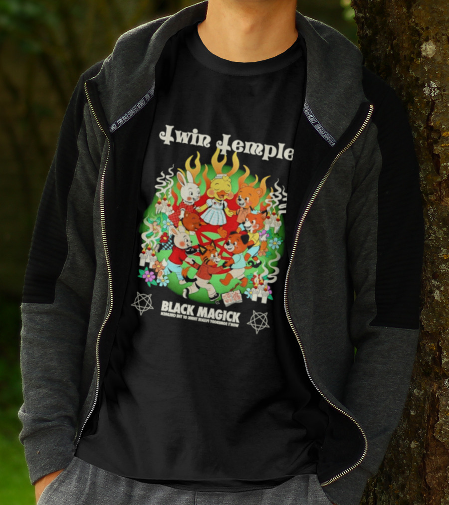 Twin Temple Black Magick Won't Somebody Please Think Of The Children Iconic Pentagram And Occult T-Shirt