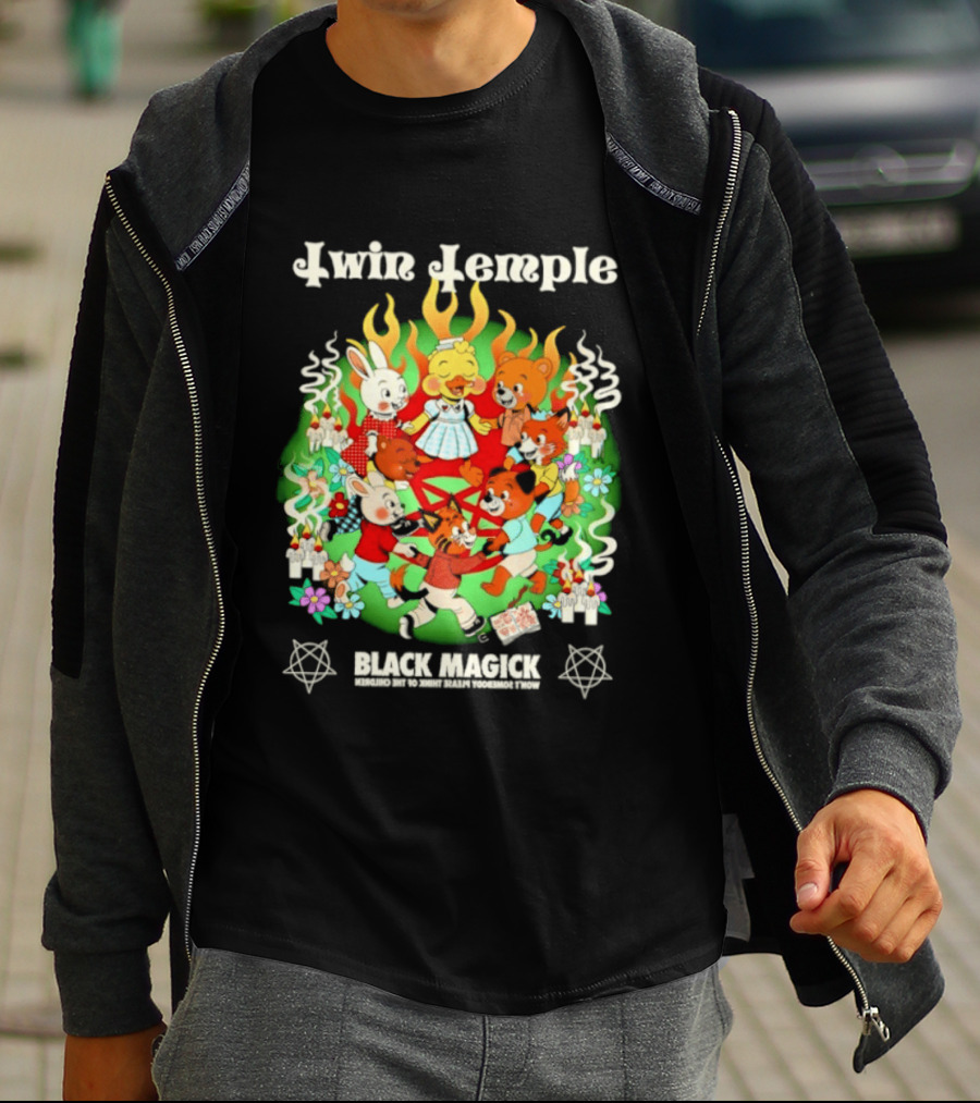 Twin Temple Black Magick Won't Somebody Please Think Of The Children Iconic Pentagram And Occult T-Shirt