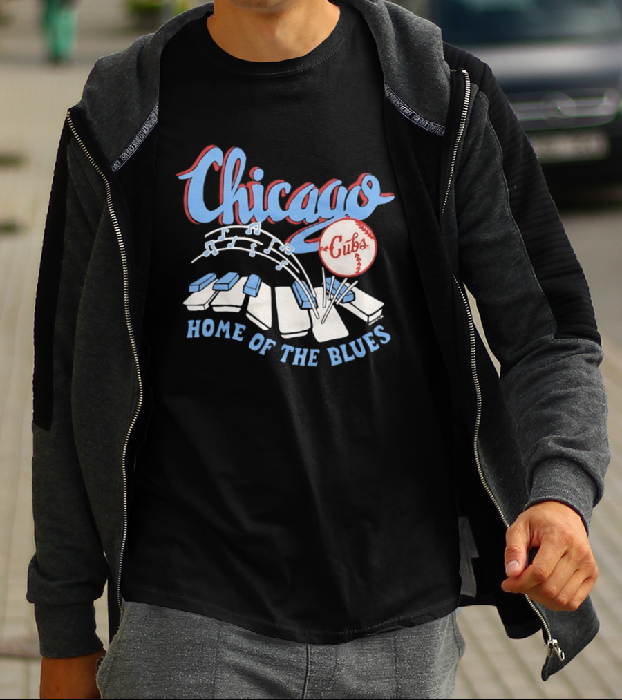 Chicago Cubs Home Of The Blues MLB Piano Keys Music Notes T-Shirt