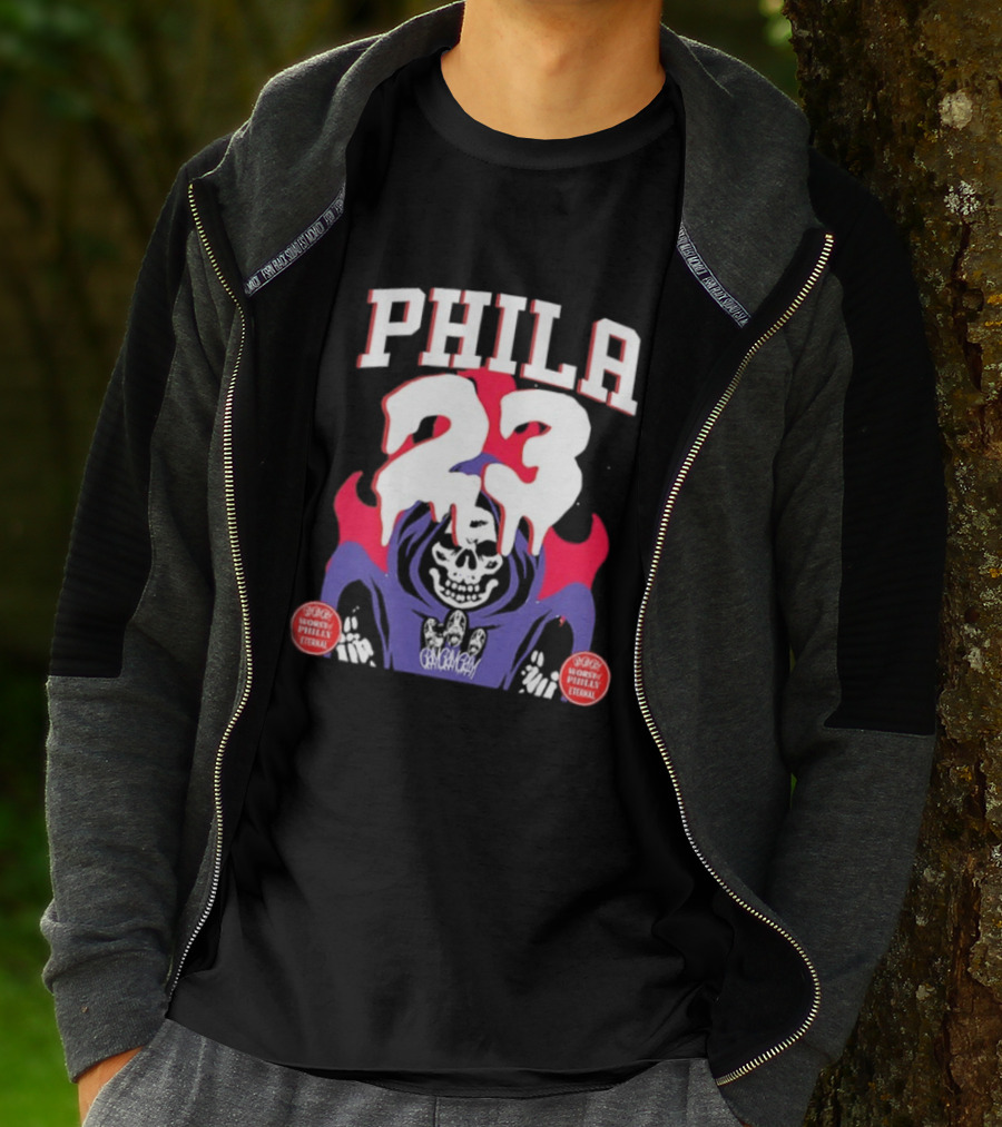 PHILA 23 Skeleton Grim Reaper Spooky Philly Worst Eternal T-Shirt