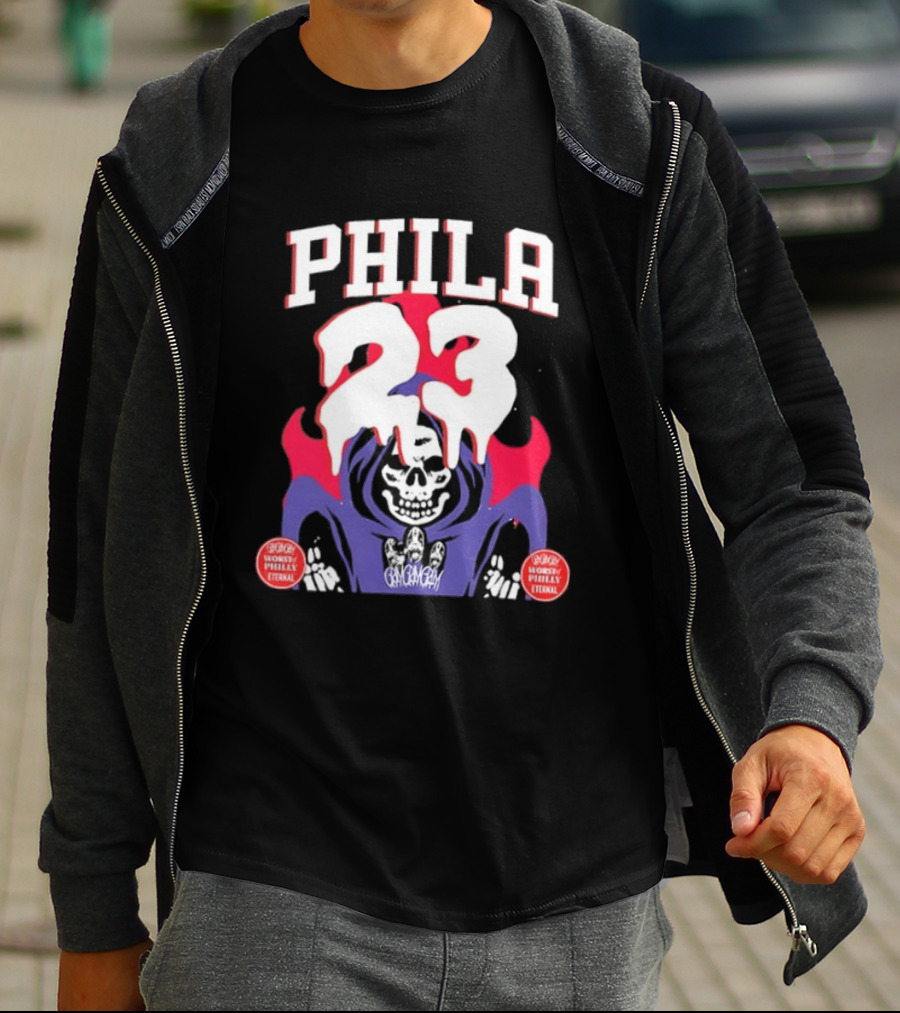 PHILA 23 Skeleton Grim Reaper Spooky Philly Worst Eternal T-Shirt
