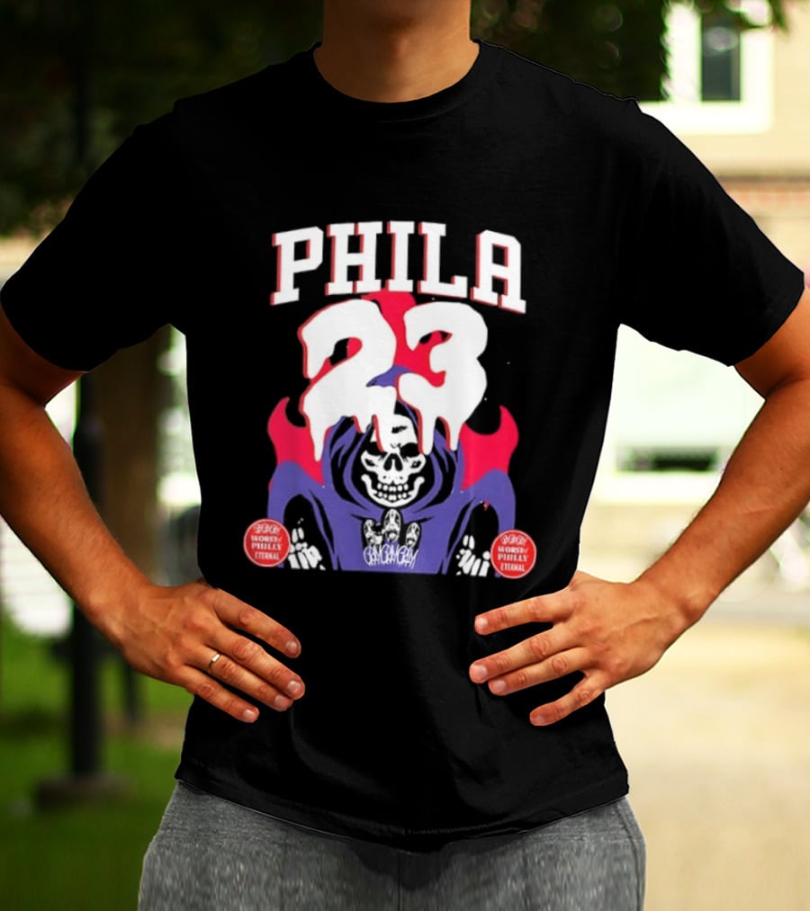 PHILA 23 Skeleton Grim Reaper Spooky Philly Worst Eternal T-Shirt