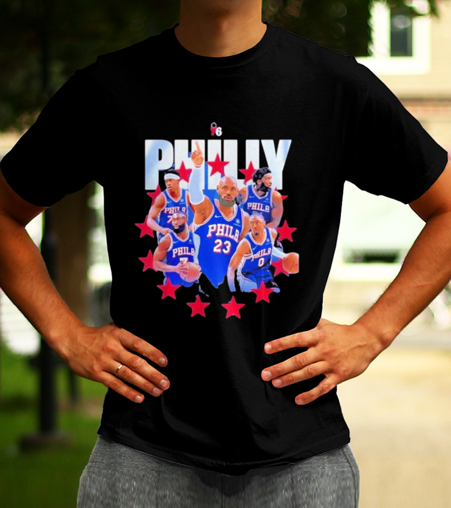 Philly LeBron James Philadelphia 76ers Basketball Mix 23 Stars T-Shirt