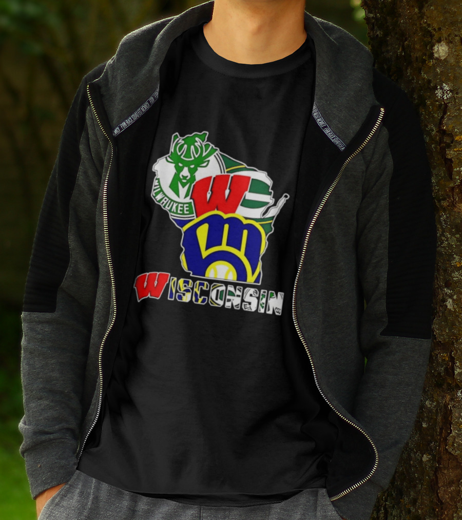 Milwaukee Bucks Green Bay Packers Milwaukee Brewers Collage Wisconsin T-Shirt