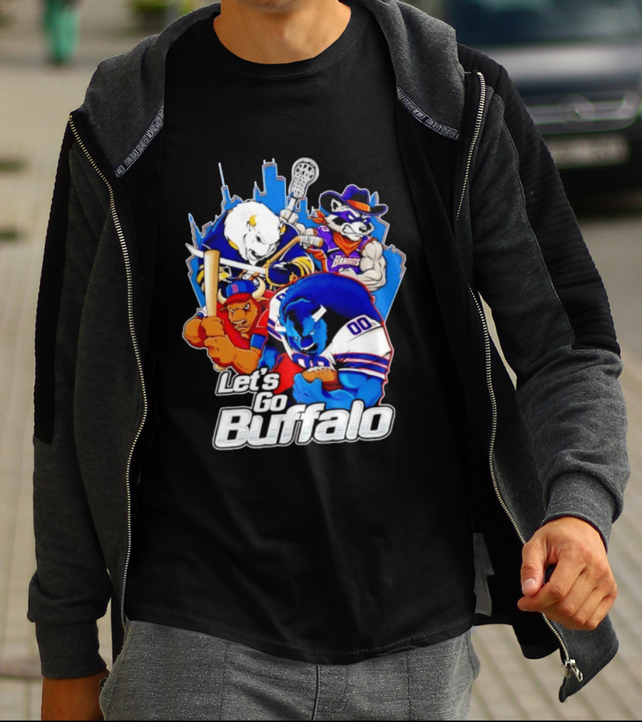 Let's Go Buffalo Bandits Sabres Bills Characters Sports Mascots T-Shirt