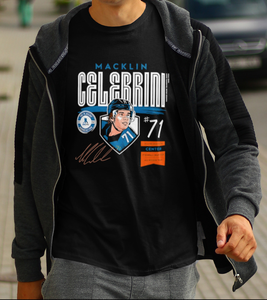 Macklin Celebrini 71 NHL Players Association All Rookie Team 2026 Pick T-Shirt