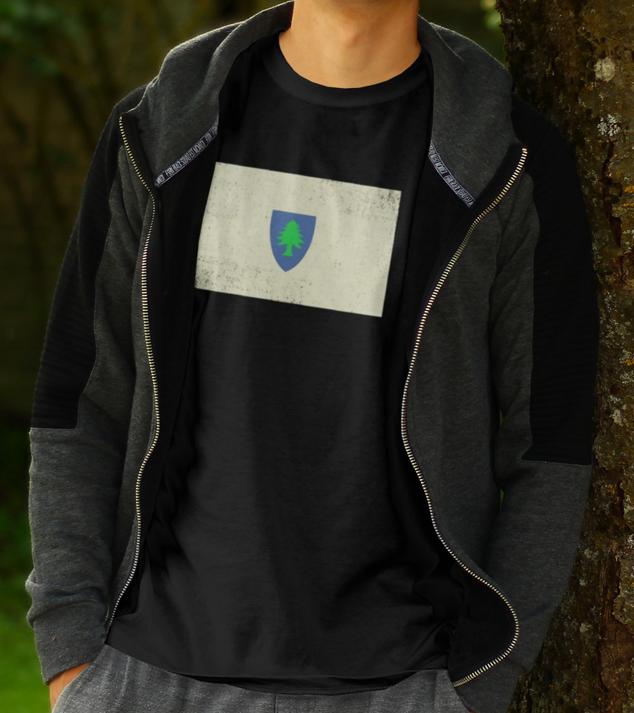 Massachusetts Flag Pine Tree Symbol On Vintage Shield T-Shirt