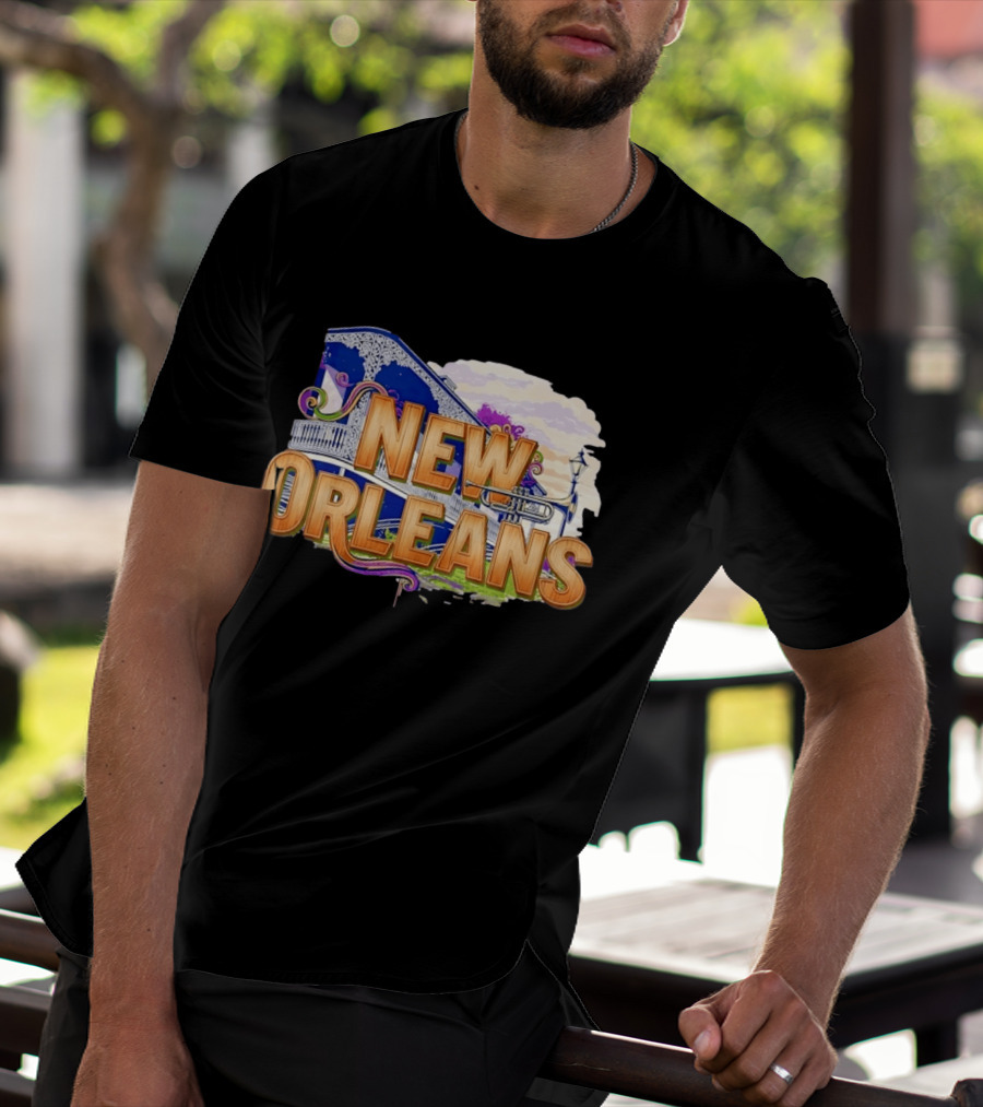 New Orleans Jazz Musical Vibes Trombone Balcony T-Shirt